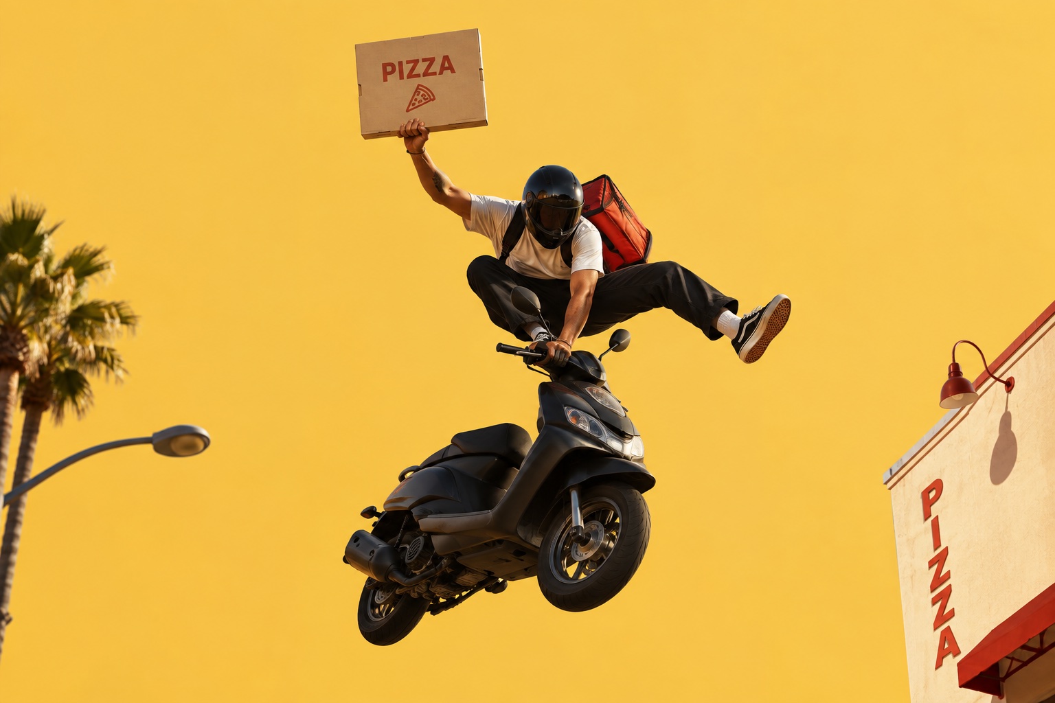 Pizza delivery on Sunset Blvd, Los Angeles